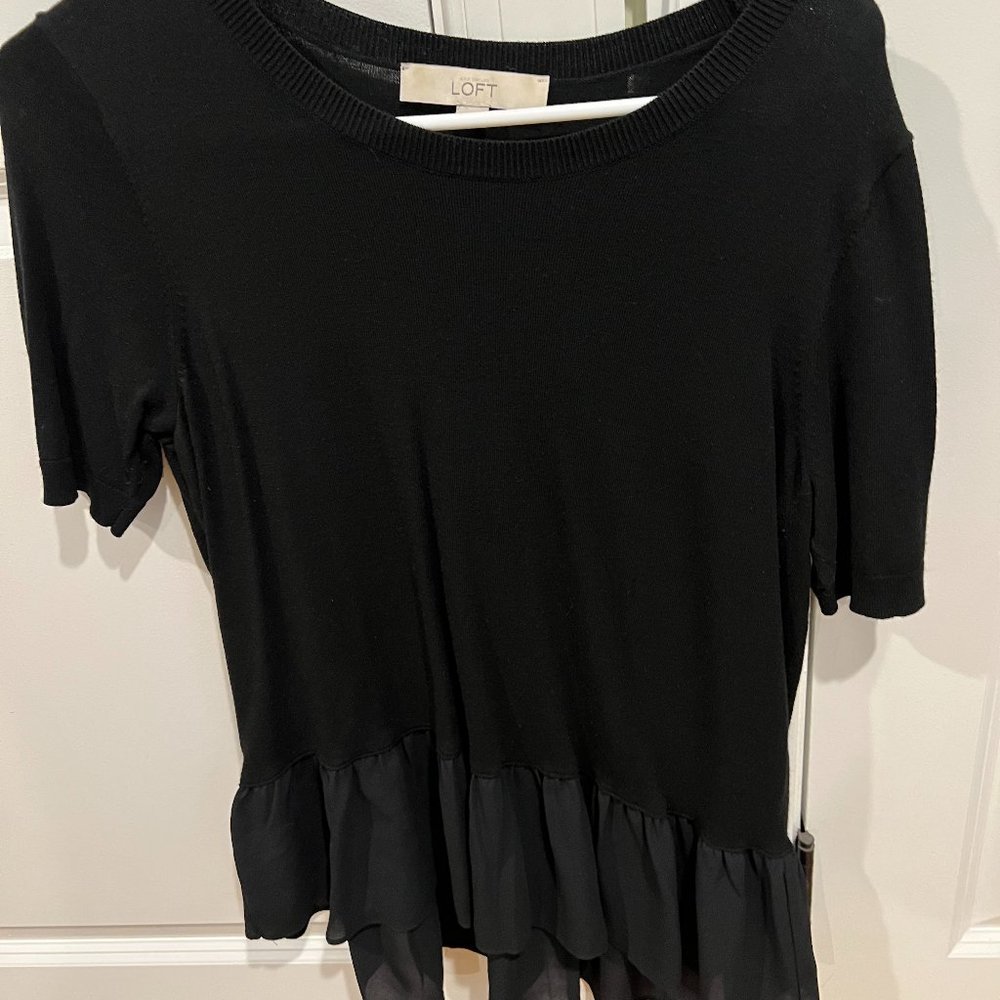 LOFT black top with flowy bottom